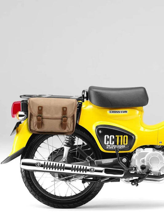 KTM-030995 Vintage Motorcycle Toolkit Crossbody Bag - Heavy Duty Waxed Canvas with Leather Accents