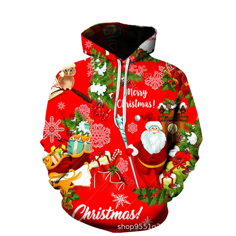 KTM-033363 Christmas Sweatshirt Long Sleeves Hoodie 3D Printed Casual Hooded Sweatshirt OEM Custom logo Clothing