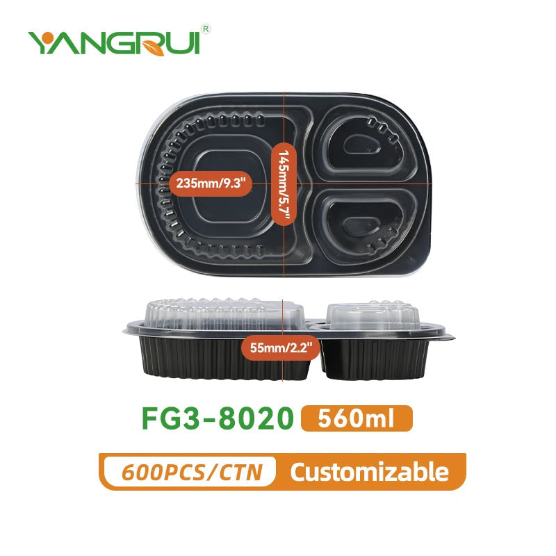 KTM-043987 Microwavable Clear Plastic Food Containers with Lids - Recycled Small Takeout Boxes