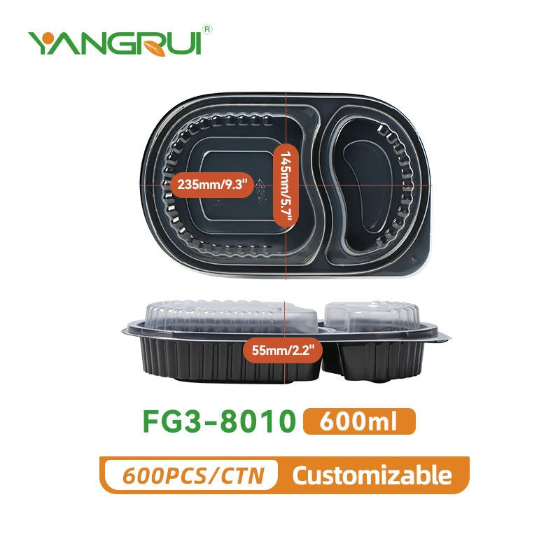 KTM-043987 Microwavable Clear Plastic Food Containers with Lids - Recycled Small Takeout Boxes
