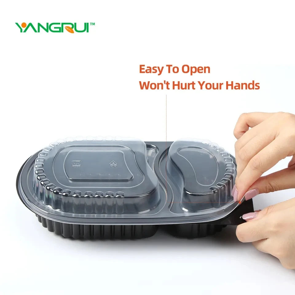 KTM-043987 Microwavable Clear Plastic Food Containers with Lids - Recycled Small Takeout Boxes