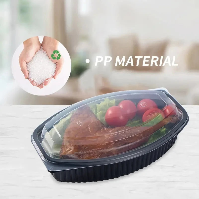 KTM-043987 Microwavable Clear Plastic Food Containers with Lids - Recycled Small Takeout Boxes