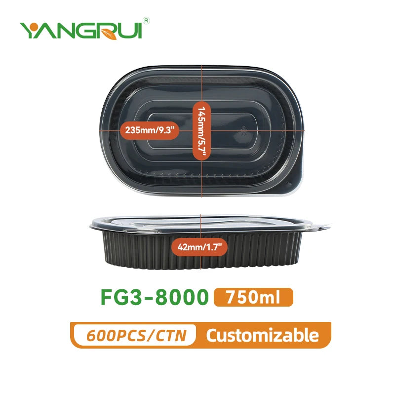 KTM-043987 Microwavable Clear Plastic Food Containers with Lids - Recycled Small Takeout Boxes