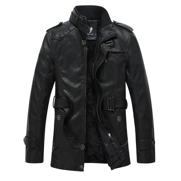 KTM-068051 Men's Coats Waterproof Windproof Motorcycle Jacket With Standing Collar Waxed Leather Jacket Winter PU Leather Jacket Custom