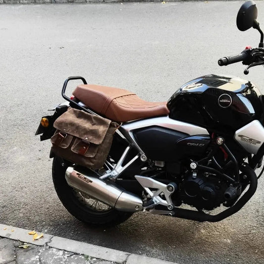 KTM-090835 Large Capacity Motorcycle Side Bag Thickened Canvas Luggage with Zipper Closure