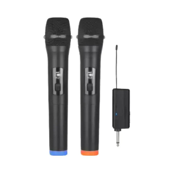 KTM-091987 Dual Wireless Handheld Microphone with 3.5mm Receiver, Noise Cancelling, and Cardioid Polar Pattern for Live Performances and Karaoke