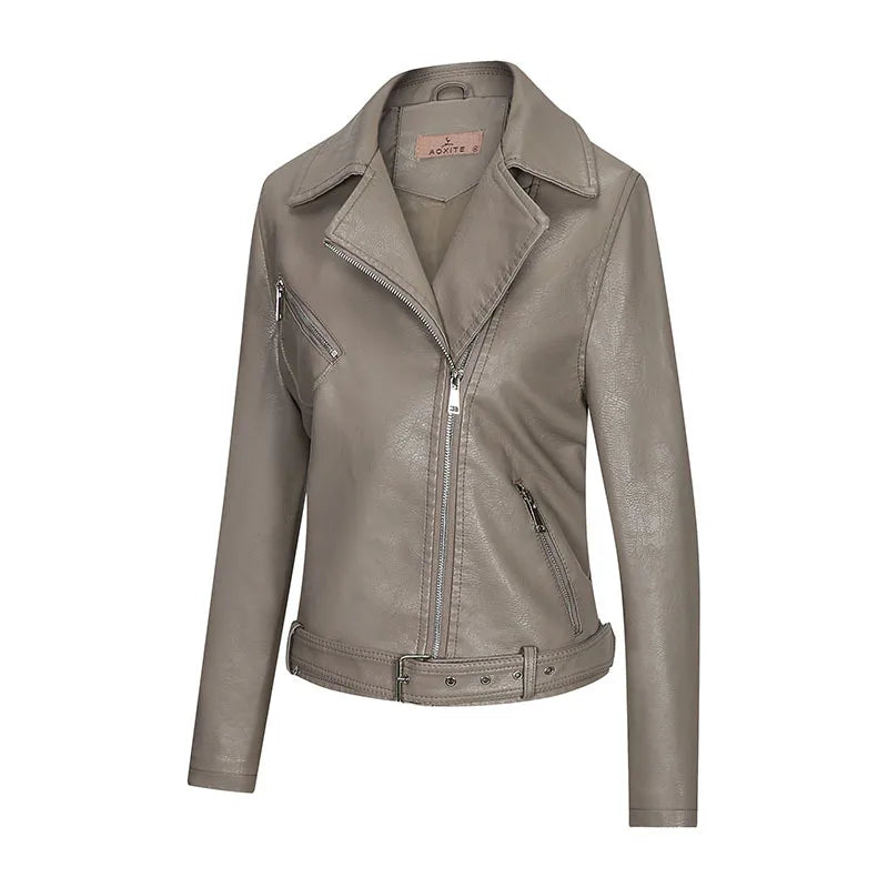 KTM-110419 Autumn Winter New Slim Fit European and American Style Women's Jacket PU Lapel Jacket Leather Jacket Custom