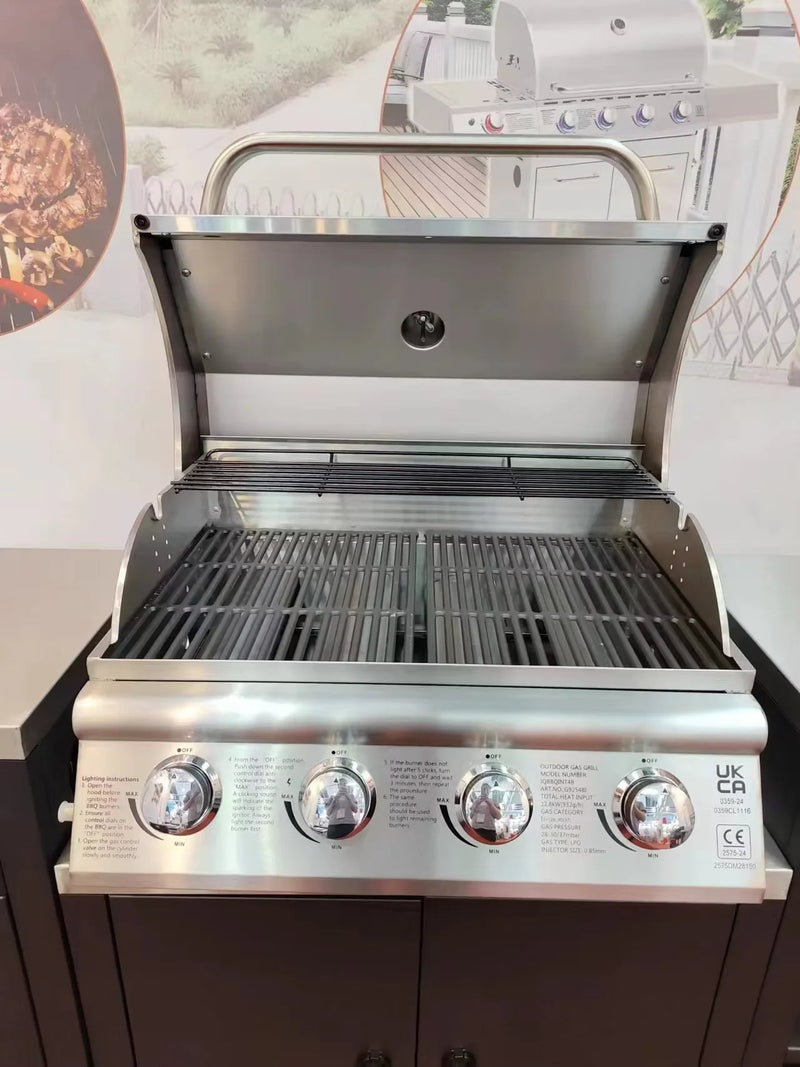 KTM-126739 Built-in Propane BBQ Gas Grill Smoker - Heavy Duty Stainless Steel for Outdoor Kitchen