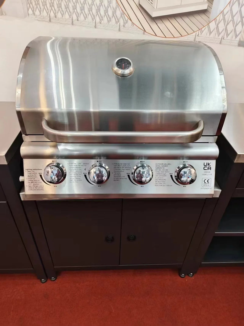 KTM-126739 Built-in Propane BBQ Gas Grill Smoker - Heavy Duty Stainless Steel for Outdoor Kitchen