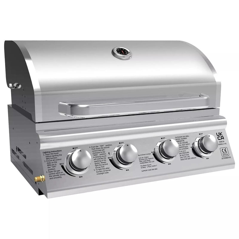 KTM-126739 Built-in Propane BBQ Gas Grill Smoker - Heavy Duty Stainless Steel for Outdoor Kitchen