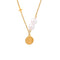 KTM-136595 2024 Exquisite 18K Gold Plated Imitation Pearl Satellite Dainty Chain Tassel Necklace Stainless Steel Jewelry