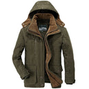 KTM-143699 Men's Jacket Medium and Long Styles Adding Velvet and Thickening Middle Aged and Elderly Multi Pocket Cotton Jacket Men's Coats