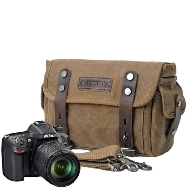 KTM-148691 Retro Messenger Bag for Men, Waterproof Batik Canvas and Cowhide Leather Photography Crossbody Bag, Multiple Color Options