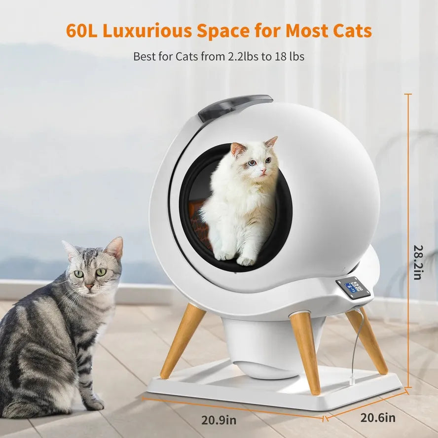 KTM-156371 Smart Automatic Cat Litter Box with WiFi Connectivity and Ultra-quiet Self-Cleaning Feature