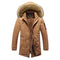 KTM-159891 Extra Thick Winter Men's Cotton Jacket Detachable Raccoon Fur Collar Waterproof Windproof Warm Business Coat Casual Style