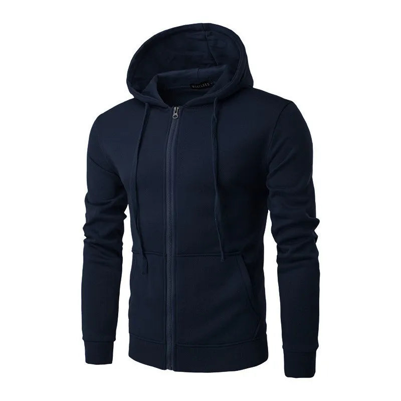 KTM-173651 Men's New Solid Color Hooded Zipper Sweater Slim With Hoodie Youth Sports Casual Jacket Men's Hip-hop Pullover Shirt
