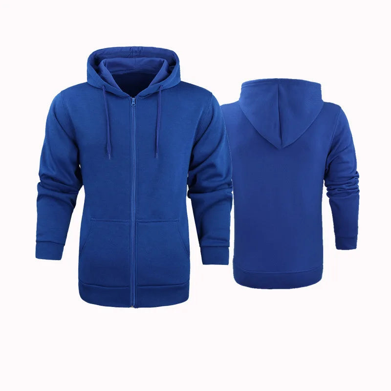 KTM-173651 Men's New Solid Color Hooded Zipper Sweater Slim With Hoodie Youth Sports Casual Jacket Men's Hip-hop Pullover Shirt