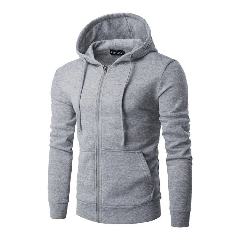 KTM-173651 Men's New Solid Color Hooded Zipper Sweater Slim With Hoodie Youth Sports Casual Jacket Men's Hip-hop Pullover Shirt