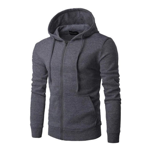 KTM-173651 Men's New Solid Color Hooded Zipper Sweater Slim With Hoodie Youth Sports Casual Jacket Men's Hip-hop Pullover Shirt