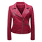 KTM-175635 PU Leather Jacket for Women Korean Version Slim Fit Harajuku Style Spring Short Flip Collar Motorcycle Jacket Clothing