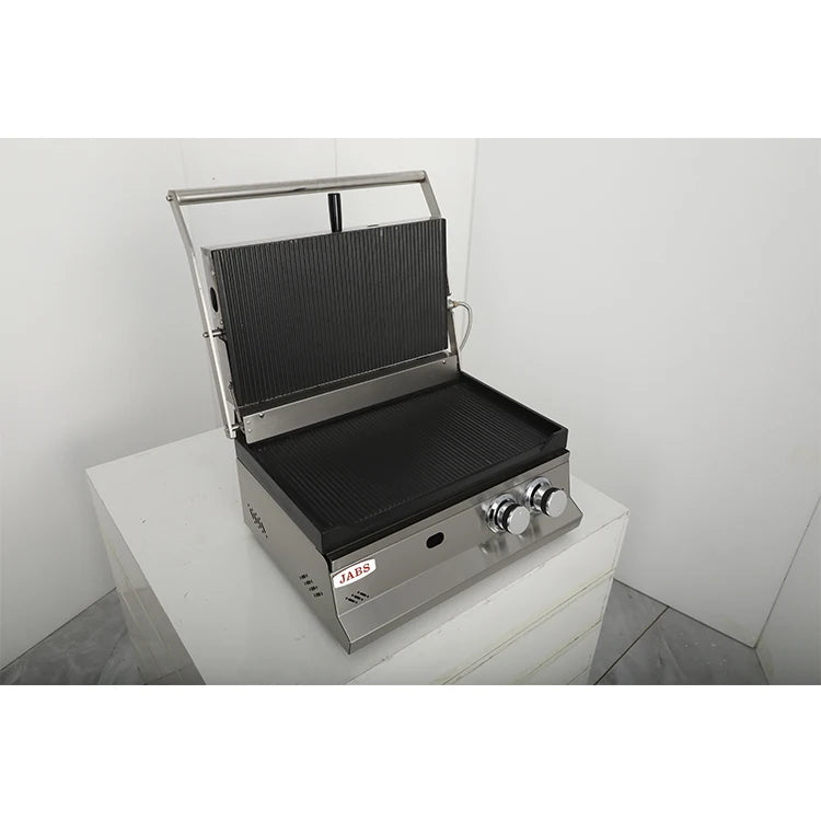 KTM-177491 Commercial Gas Panini Press Grill and Whole Groove Griddle for Catering and Food Services
