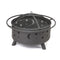 KTM-178259 Elegant Outdoor BBQ Grill and Fire Pit in Black Metal with Powder Coating - Versatile Charcoal and Gas Options