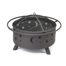 KTM-178259 Elegant Outdoor BBQ Grill and Fire Pit in Black Metal with Powder Coating - Versatile Charcoal and Gas Options