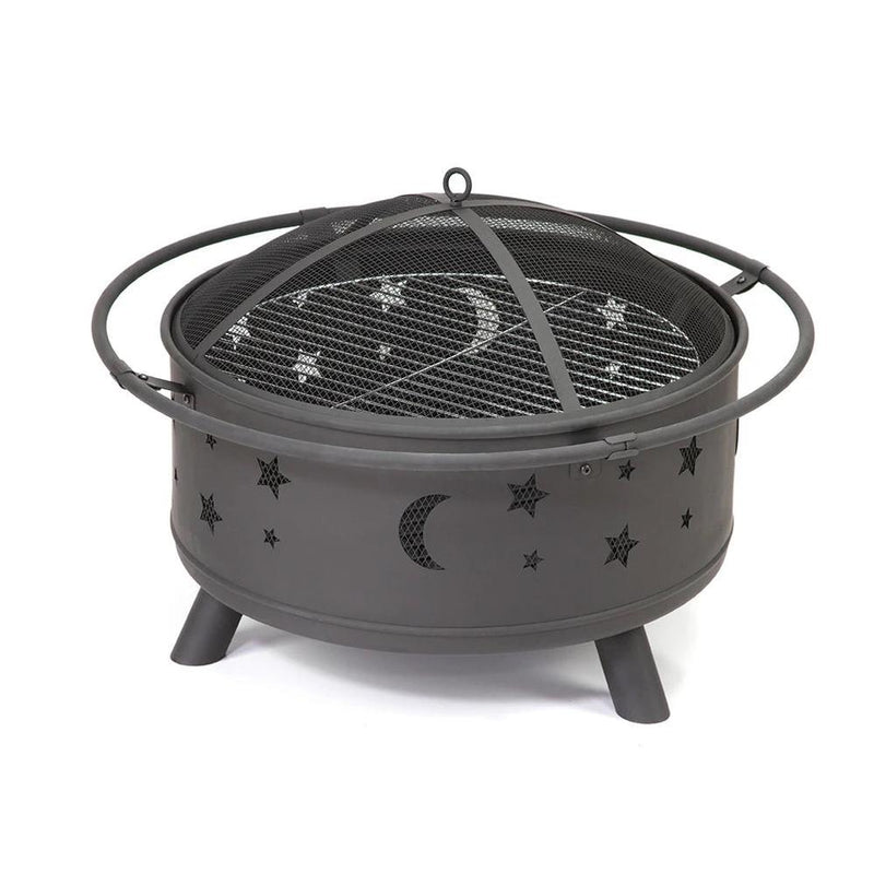 KTM-178259 Elegant Outdoor BBQ Grill and Fire Pit in Black Metal with Powder Coating - Versatile Charcoal and Gas Options