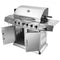 KTM-179283 6-Burner Gas BBQ Grill with Side Burner, Stainless Steel, Cast Iron Grates, and Wheels