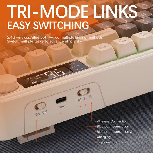 KTM-180307 Wireless 100-Key Mechanical Feel Keypad with Battery Level Display and Type-C Rechargeable 2000mAh, BT-Compatible