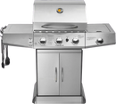 KTM-180755 3-Burner Gas Grill with Side Burner and Stainless Steel Construction for Outdoor Cooking
