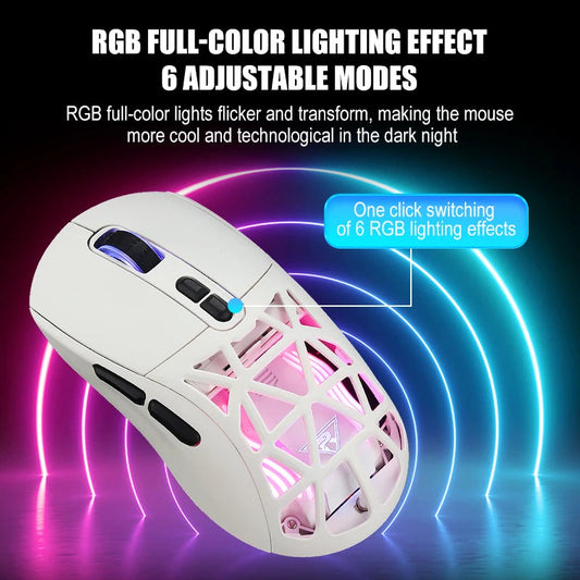 KTM-181331 Lightweight Honeycomb Wireless Gaming Mouse with Adjustable DPI up to 10000 and RGB Lighting for PC