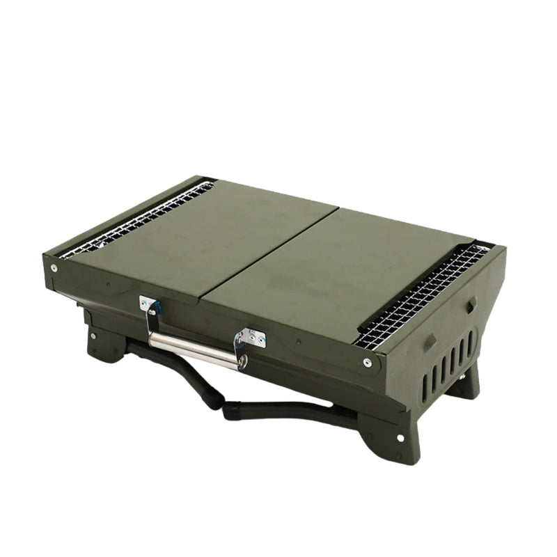 KTM-195795 Portable Charcoal Folding BBQ Grill with Stainless Steel Construction for Outdoor Cooking