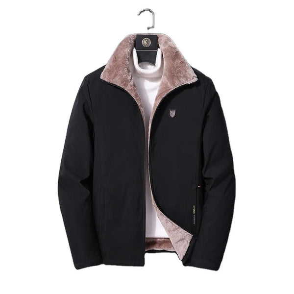 KTM-219539 Customizable Men's Winter Warm Jacket for Middle-Aged and Elderly Hooded Long and Loose Top with Velvet Addition Thickening