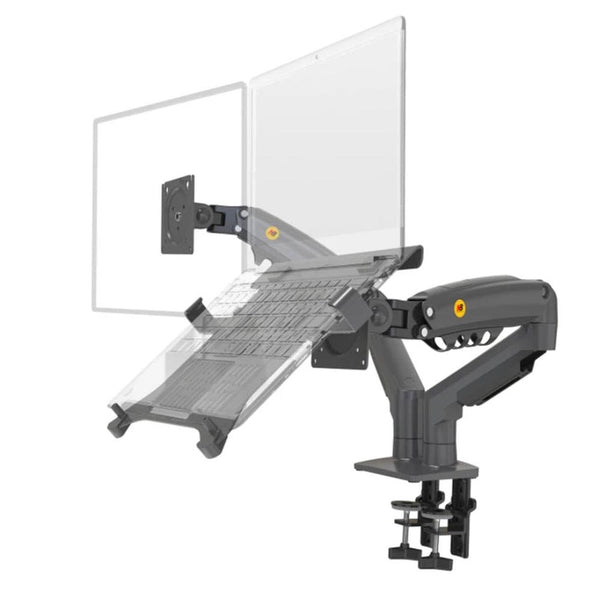 KTM-233683 Dual Arm Gas Spring Monitor and Laptop Mount for 17"-27" Monitors and 10"-17" Laptops, F160-FP Model, Black, Aluminium Alloy