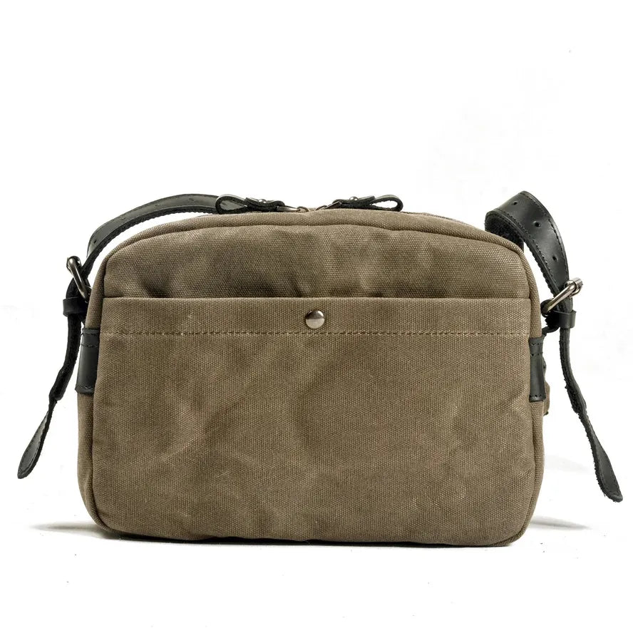 KTM-241043 Vintage Canvas and Leather Messenger Bag for DSLR and Laptop, Waterproof Photography Crossbody Bag