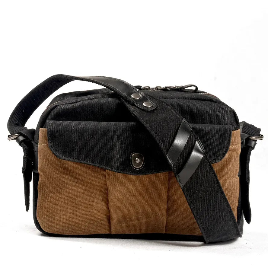 KTM-241043 Vintage Canvas and Leather Messenger Bag for DSLR and Laptop, Waterproof Photography Crossbody Bag