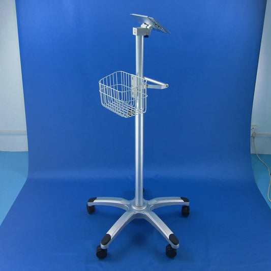 KTM-248403 Adjustable Aluminium Alloy Medical Monitor Roll Stand with Manual Lift Trolley