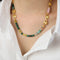 KTM-258643 Fashion Gold Plated Stainless Steel Coffee Bean Chain Natural Stone Green Red Agate Beads Chokers Necklace Jewelry for Women