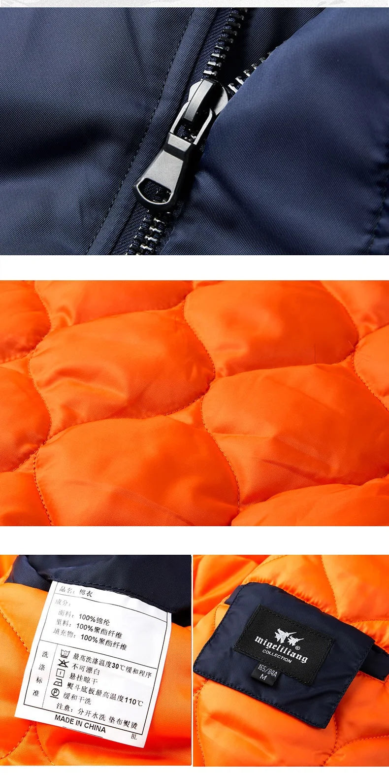 KTM-268755 Men's Flying Cotton Jacket Plus Size Sporty Workwear With Hood Collar Thick Baseball Zipper Winter Clothing Men's Coats