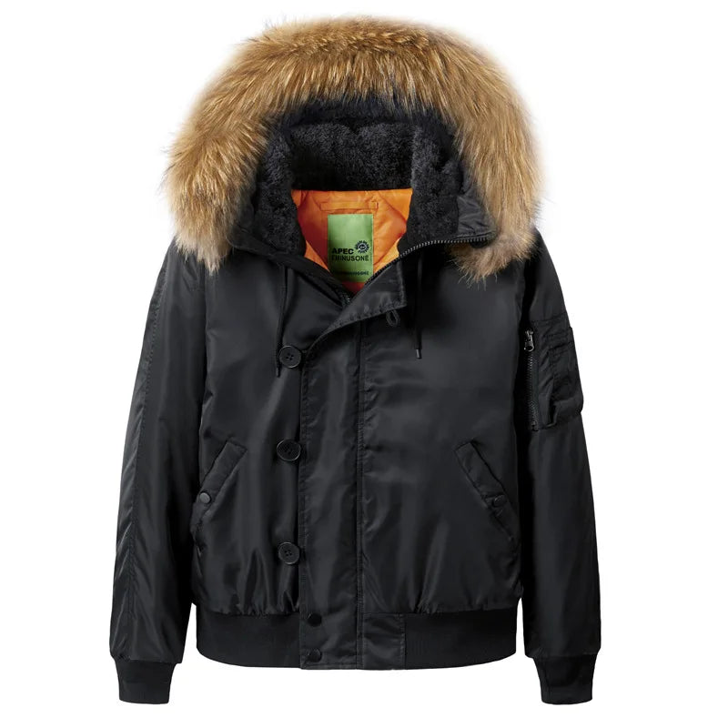 KTM-268755 Men's Flying Cotton Jacket Plus Size Sporty Workwear With Hood Collar Thick Baseball Zipper Winter Clothing Men's Coats
