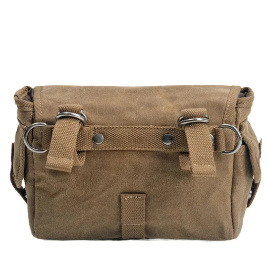 KTM-302931 Waterproof Motorcycle Side Car Head Car Lock Bag - Heavy Duty Waxed Canvas and Leather Riding Rear Seat Messenger Bag