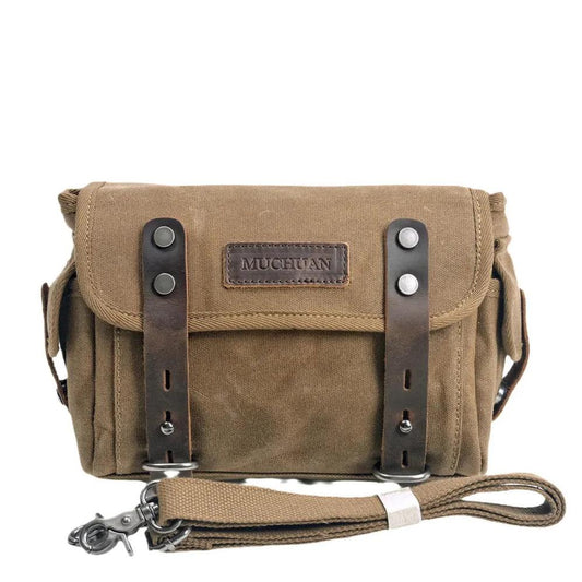 KTM-302931 Waterproof Motorcycle Side Car Head Car Lock Bag - Heavy Duty Waxed Canvas and Leather Riding Rear Seat Messenger Bag