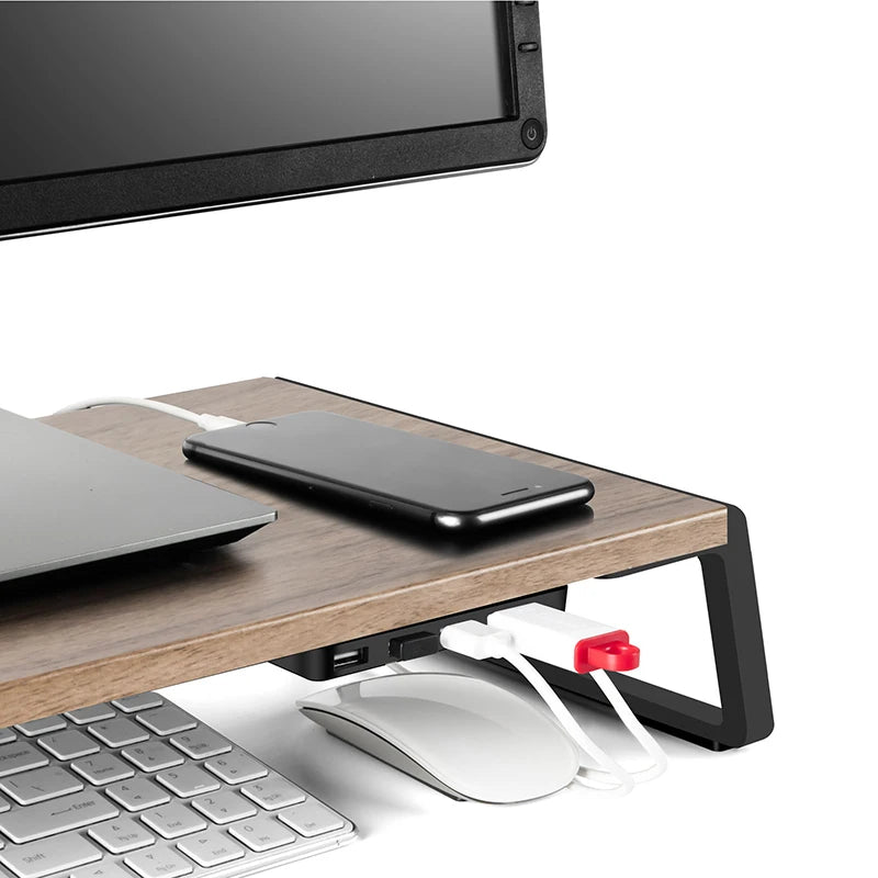KTM-340115 Ergonomic LCD Monitor Stand with USB Ports - Adjustable Height Computer Desk Riser