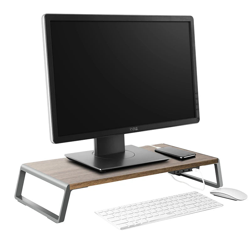 KTM-340115 Ergonomic LCD Monitor Stand with USB Ports - Adjustable Height Computer Desk Riser