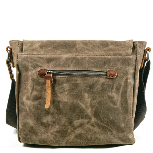 KTM-369747 Trendy Business Casual Canvas Messenger Bag with Genuine Leather Accents for Men