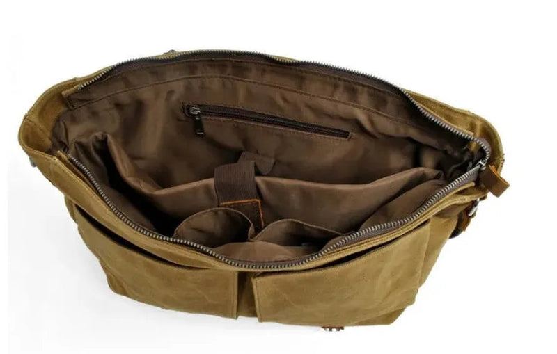 KTM-392659 Retro Oil Wax Canvas Sling Camera Bag 35*11*27CM