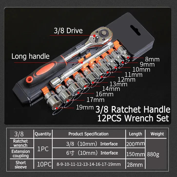 KTM-394963 Universal Ratchet Socket Wrench Set - 85-Piece Hand Tool Kit