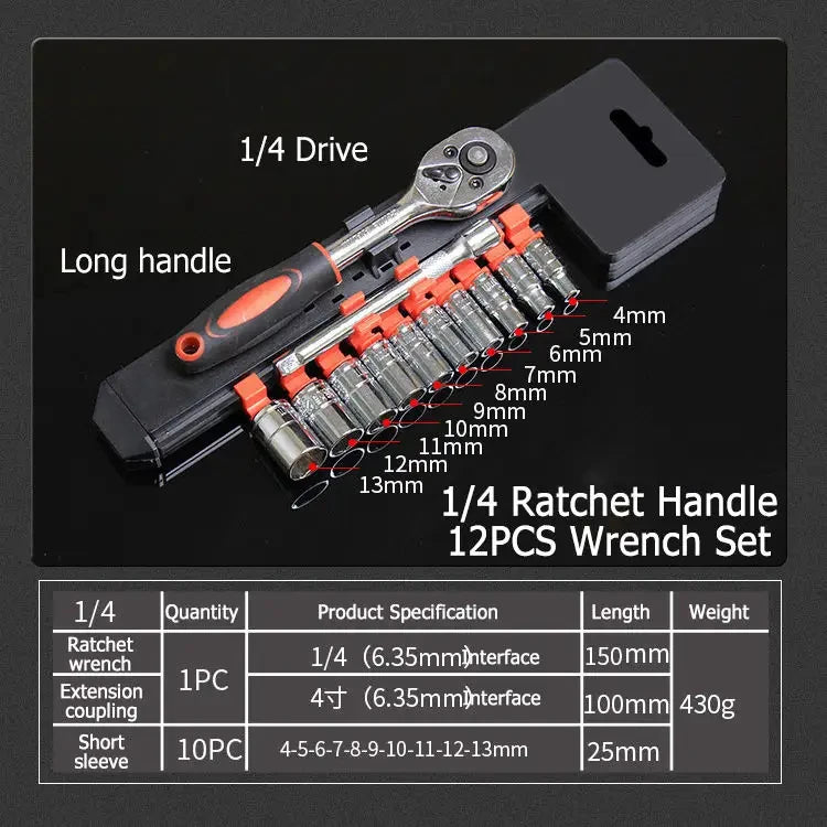 KTM-394963 Universal Ratchet Socket Wrench Set - 85-Piece Hand Tool Kit