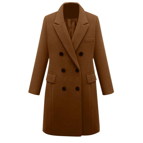 KTM-397459 Women's Winter Clothing Medium to Long Plus Size Double-Breasted Wool Coat With Cashmere Lining Shearling Leather Cotton Filling